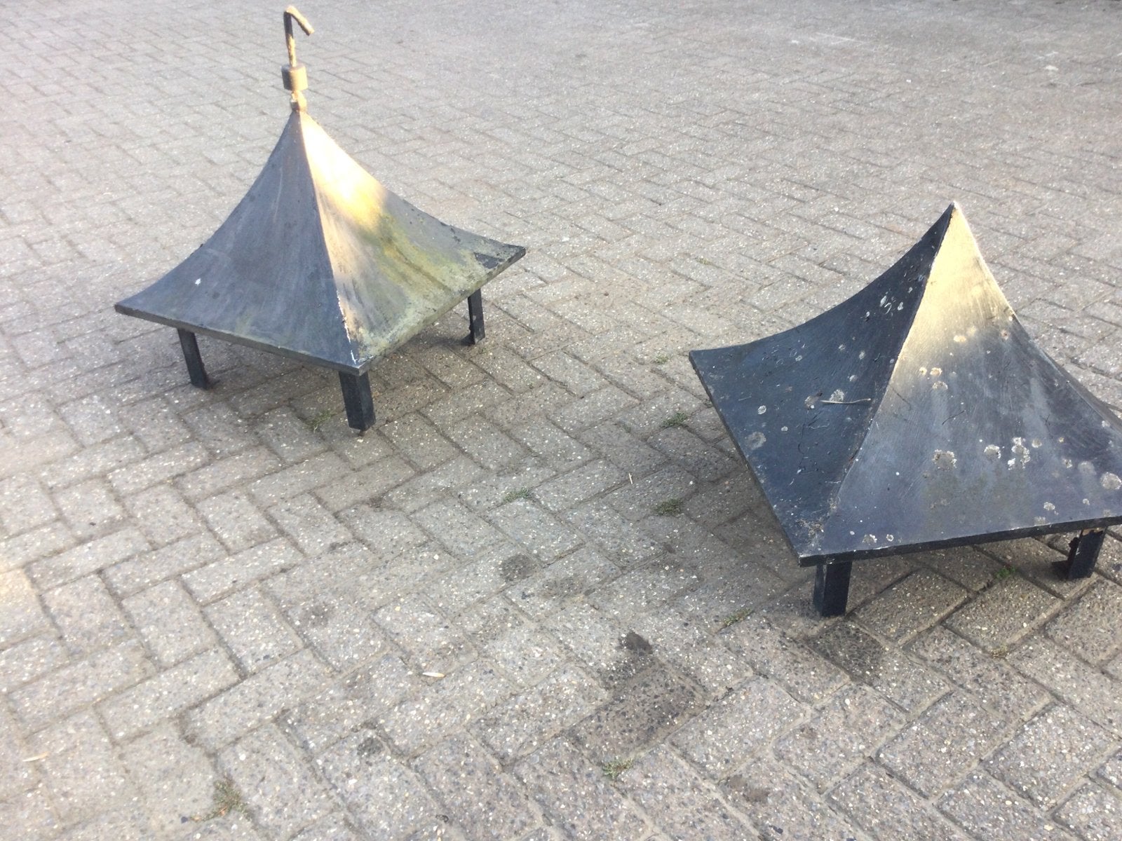 RVS schoorsteenkap 2x, Gebruikt, Zwart, Overige typen, Ophalen of Verzenden
