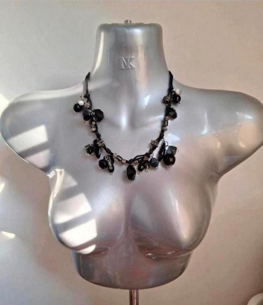 Manouk - koordketting met stenen kralen. 3=2 actie!, Verstelbaar, Verzenden, Zwart, Nieuw