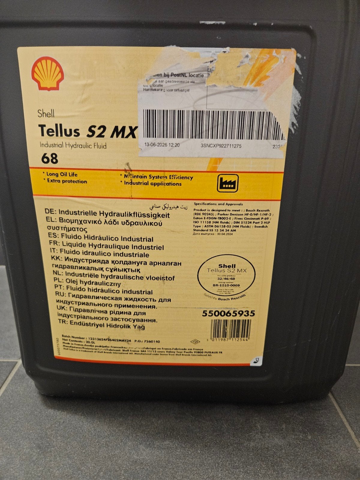 Shell Tellus S2 MX 68 - Industriële Hydraulische Olie 20L, Ophalen of Verzenden