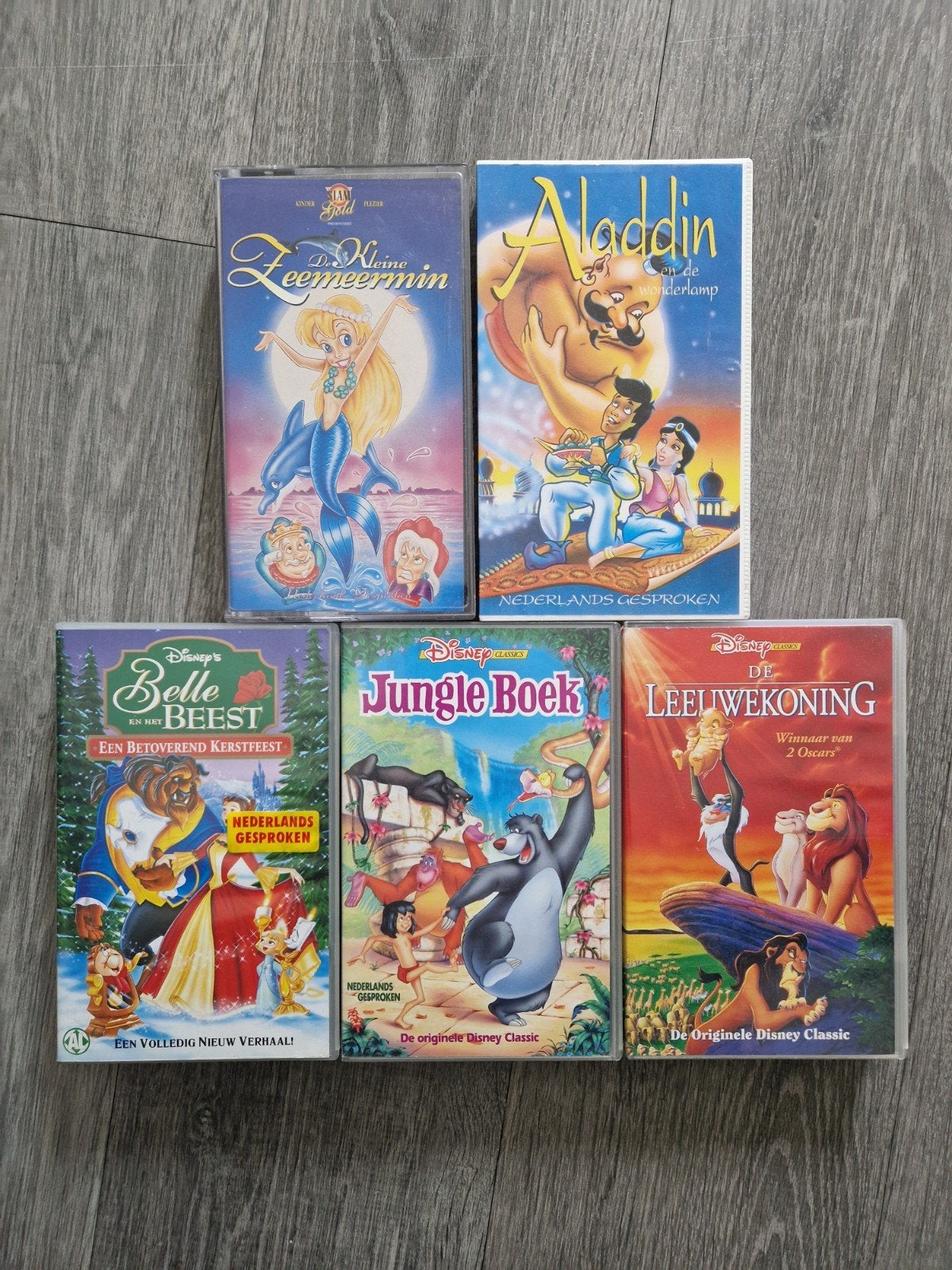 Disney VHS Banden: De Kleine Zeemeermin, Aladdin, Belle en h, Alle leeftijden, Ophalen of Verzenden, Gebruikt, Overige genres