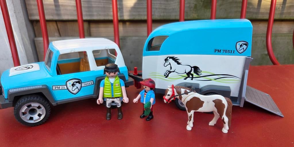 Playmobil country jeep met paardentrailer 70511, Kinderen en Baby's, Speelgoed | Playmobil, Ophalen of Verzenden, Gebruikt, Complete set