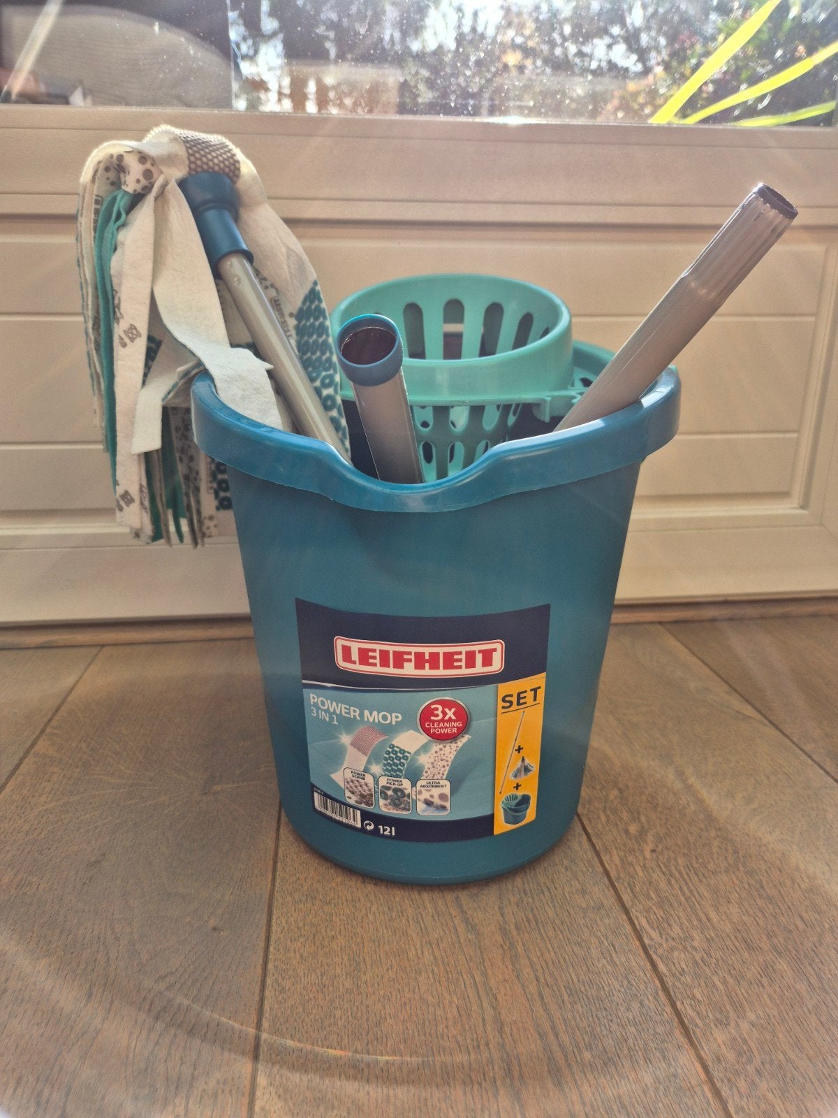 Leifheit Power Mop 3-in-1 Set met Dweilemmer, Ophalen, Dweilemmer, -bak, of -wagen