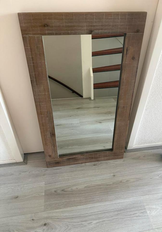 Spiegel white wash eiken 58x98, Huis en Inrichting, Woonaccessoires | Spiegels, Ophalen, Minder dan 50 cm, Zo goed als nieuw, Minder dan 100 cm
