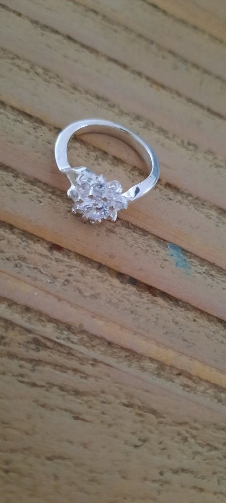 Antieke, zilveren ring, zonnetje van bergkristal. Mt 16., Ophalen of Verzenden, Zilver, Ring, Met edelsteen