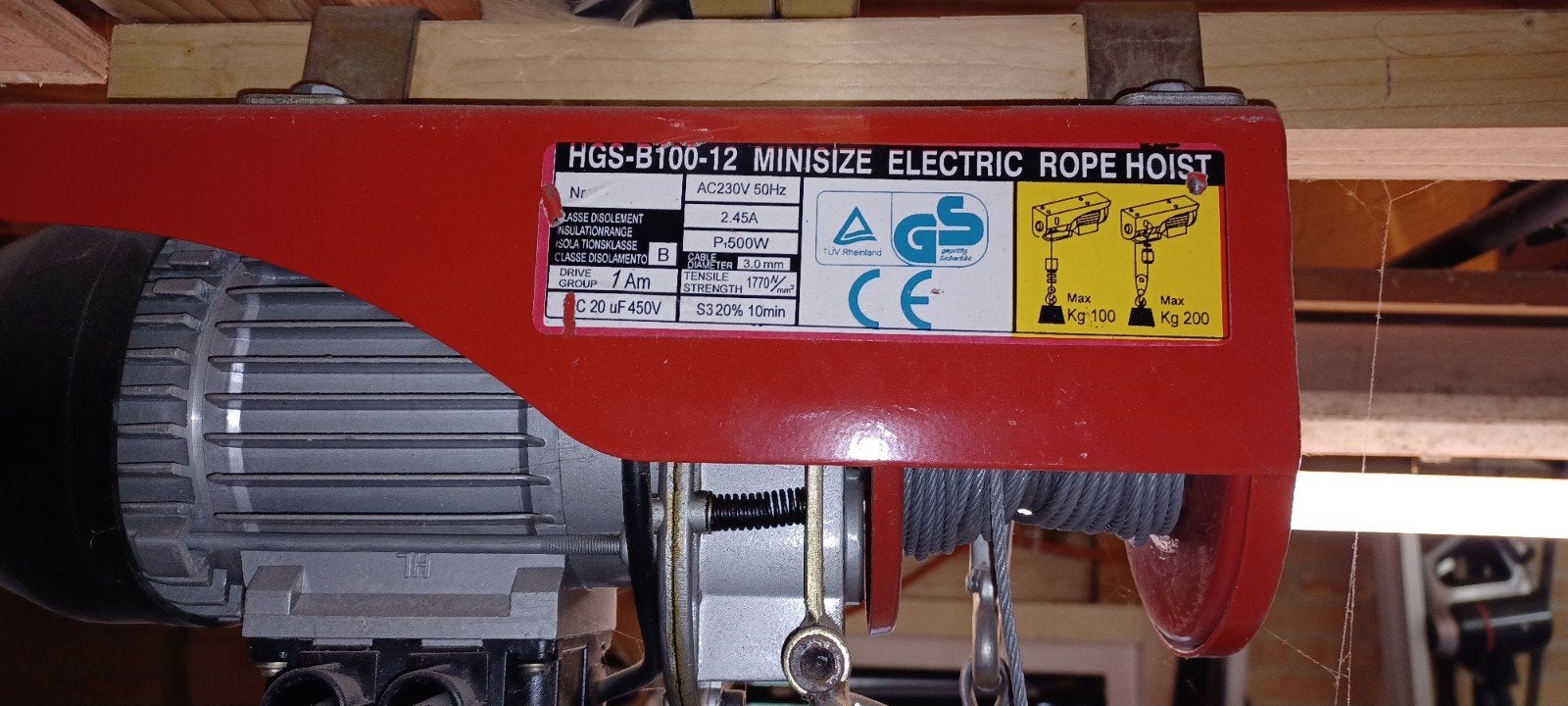 HGS-B100-12 Minisize Elektrische Takel 100/200kg, Ophalen