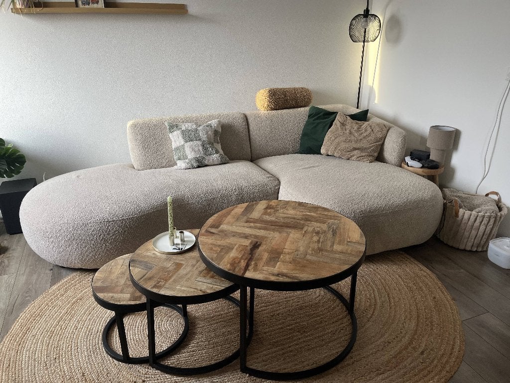 Beige Teddy Hoekbank, Huis en Inrichting, Ophalen, Gebruikt, 150 tot 200 cm, Hoekbank