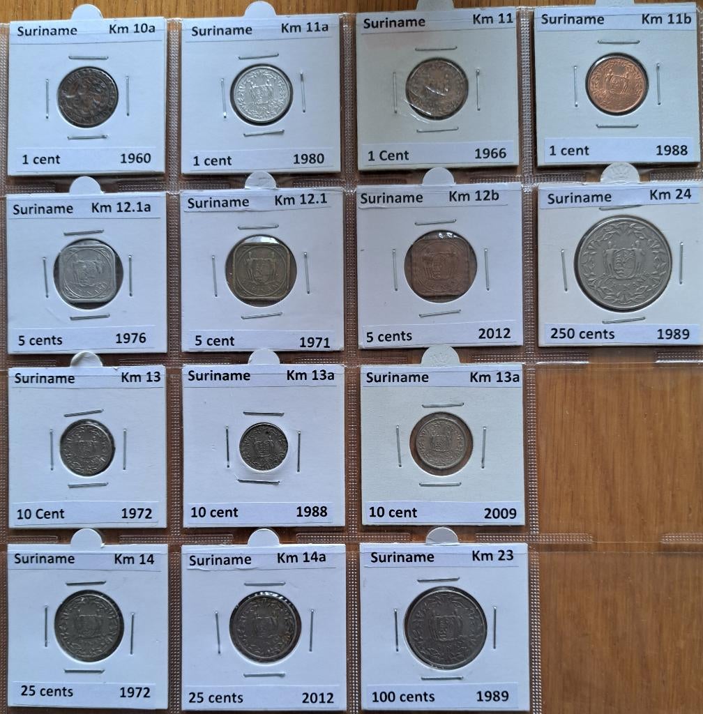 10 verschillende Suriname, Verzenden, Noord-Amerika, Losse munt