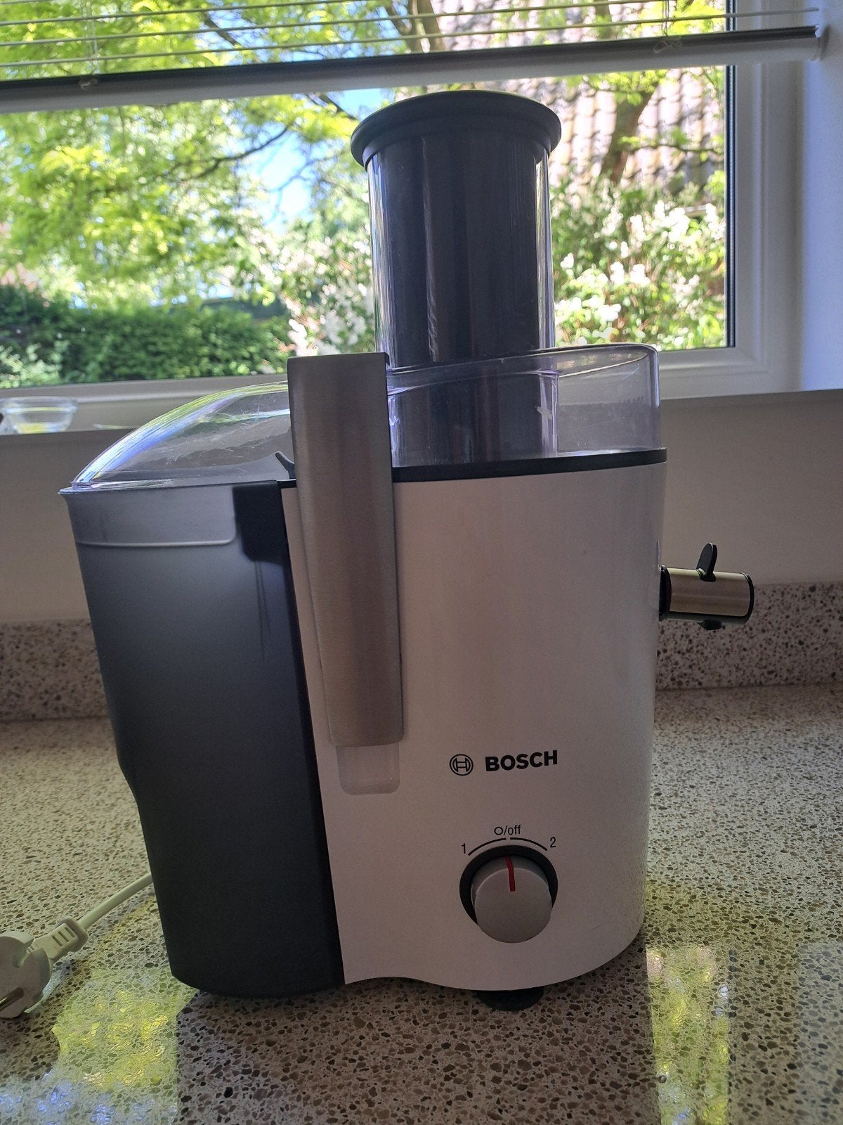 Bosch Sapcentrifuge MES25A0/02 - Wit/Antraciet, Ophalen of Verzenden, Gebruikt, Vaatwasserbestendig, 3 snelheden of meer