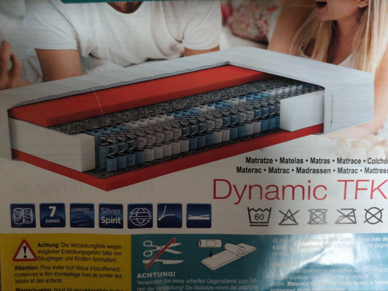 Dynamic TFK Topper Matras H3 - 7 zones, 24 cm dik, Eenpersoons, Nieuw, Ophalen of Verzenden, 80 cm