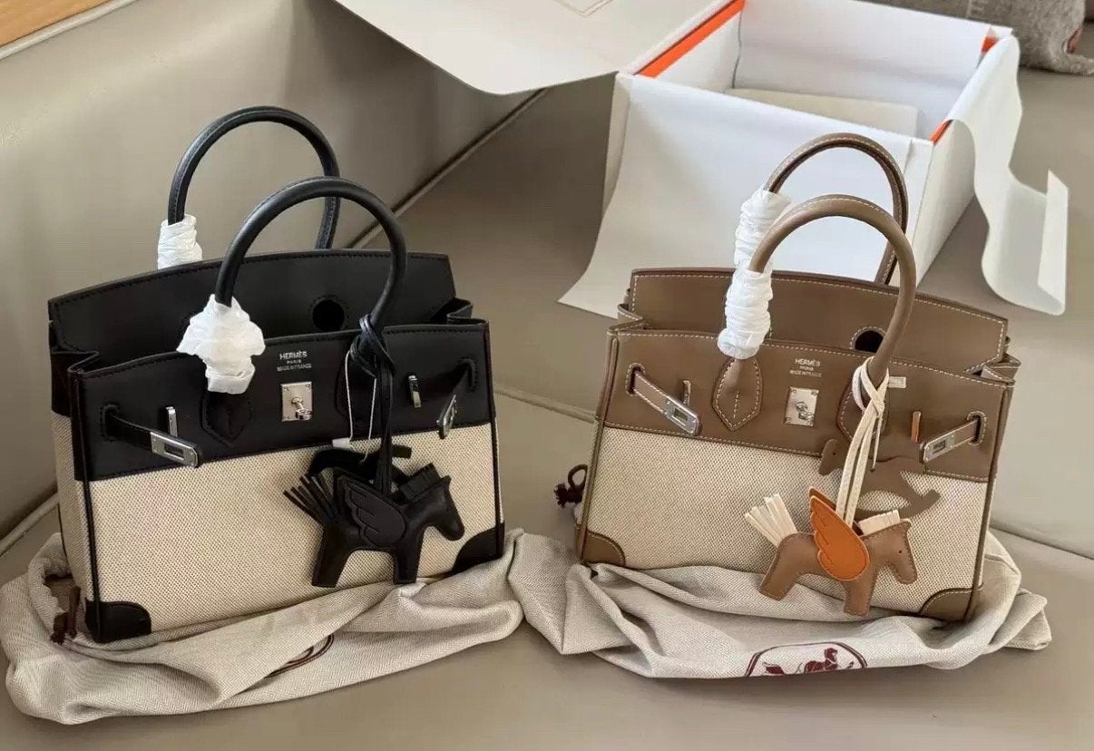 Hermes Birkin 25 stijl handtassen - Zwart en Bruin, Ophalen of Verzenden, Nieuw, Zwart, Handtas