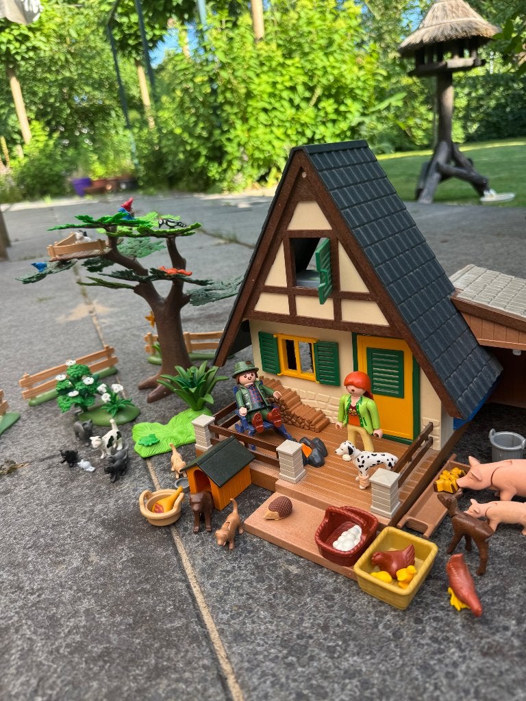 Playmobil boshuis compleet met dieren en poppetjes, Ophalen, Gebruikt, Gebouw, Complete set