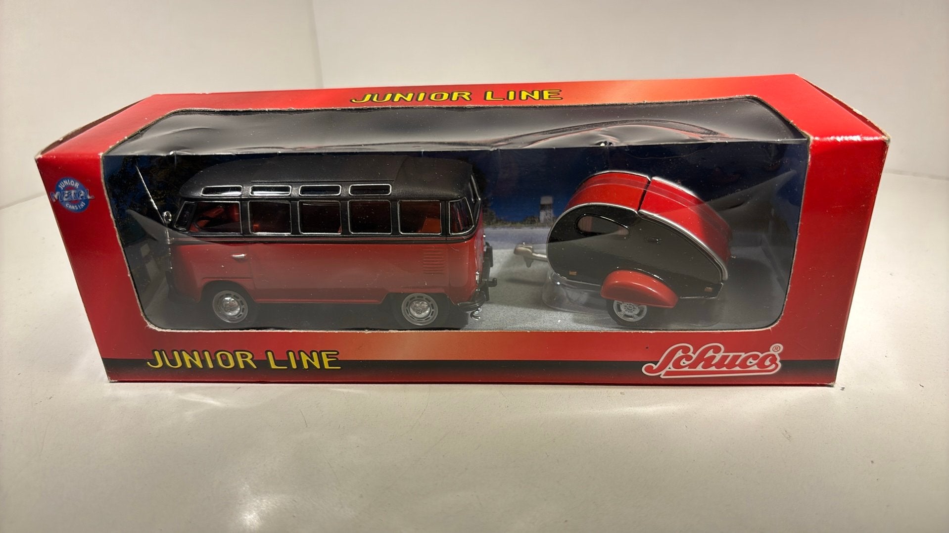 Volkswagen bus + Caravan schuco 1.43, Auto, Ophalen of Verzenden, Schuco, A