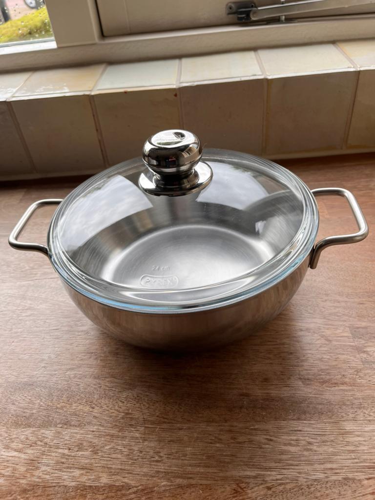 Demeyere braadpan serie Apollo 24 cm, Huis en Inrichting, Keuken | Potten en Pannen, Ophalen of Verzenden, Zo goed als nieuw, Rvs