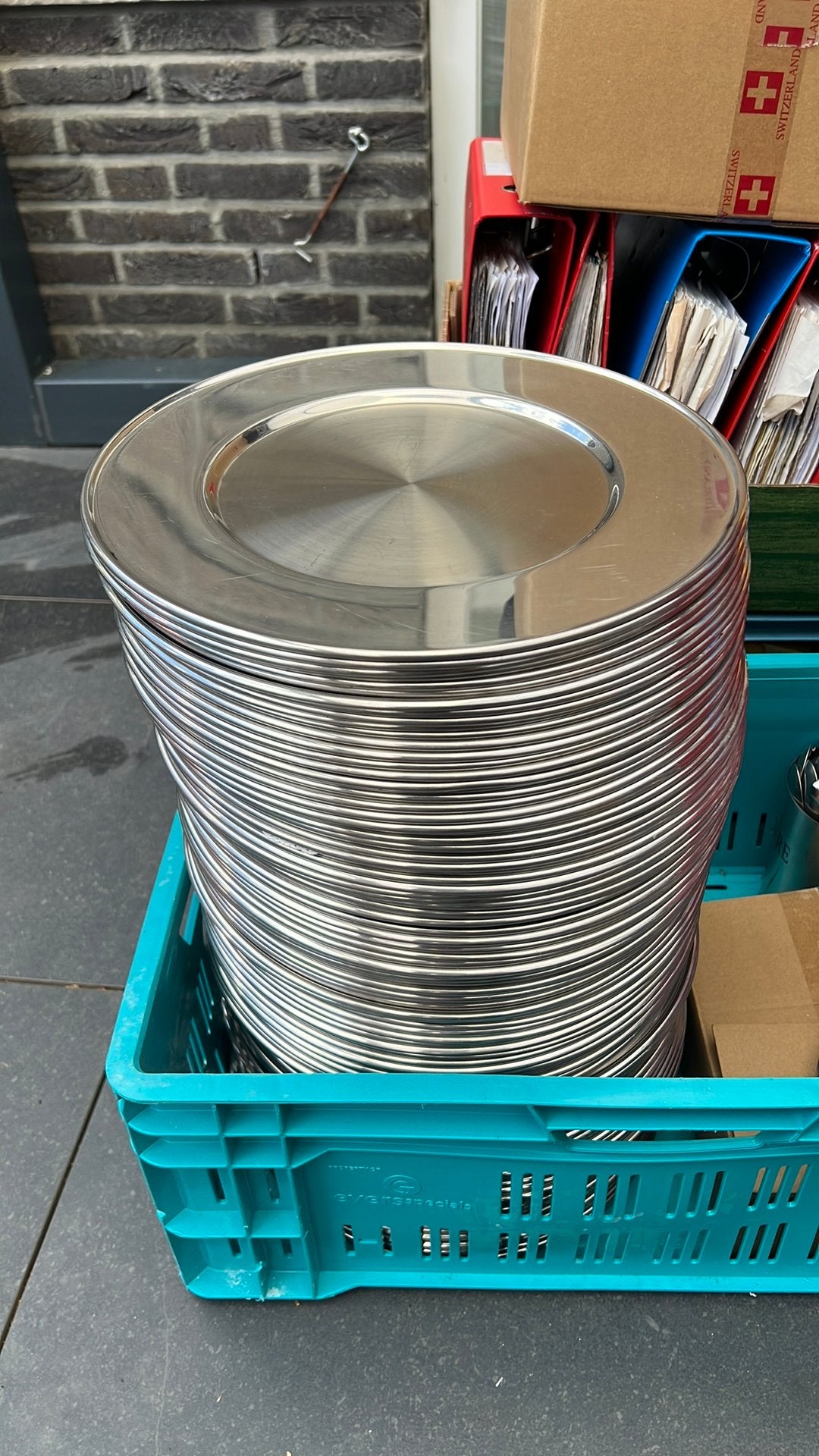 WMF RVS Borden/Schotel 32cm (100 stuks beschikbaar), Gebruikt, Ophalen of Verzenden, Bord(en), Metaal