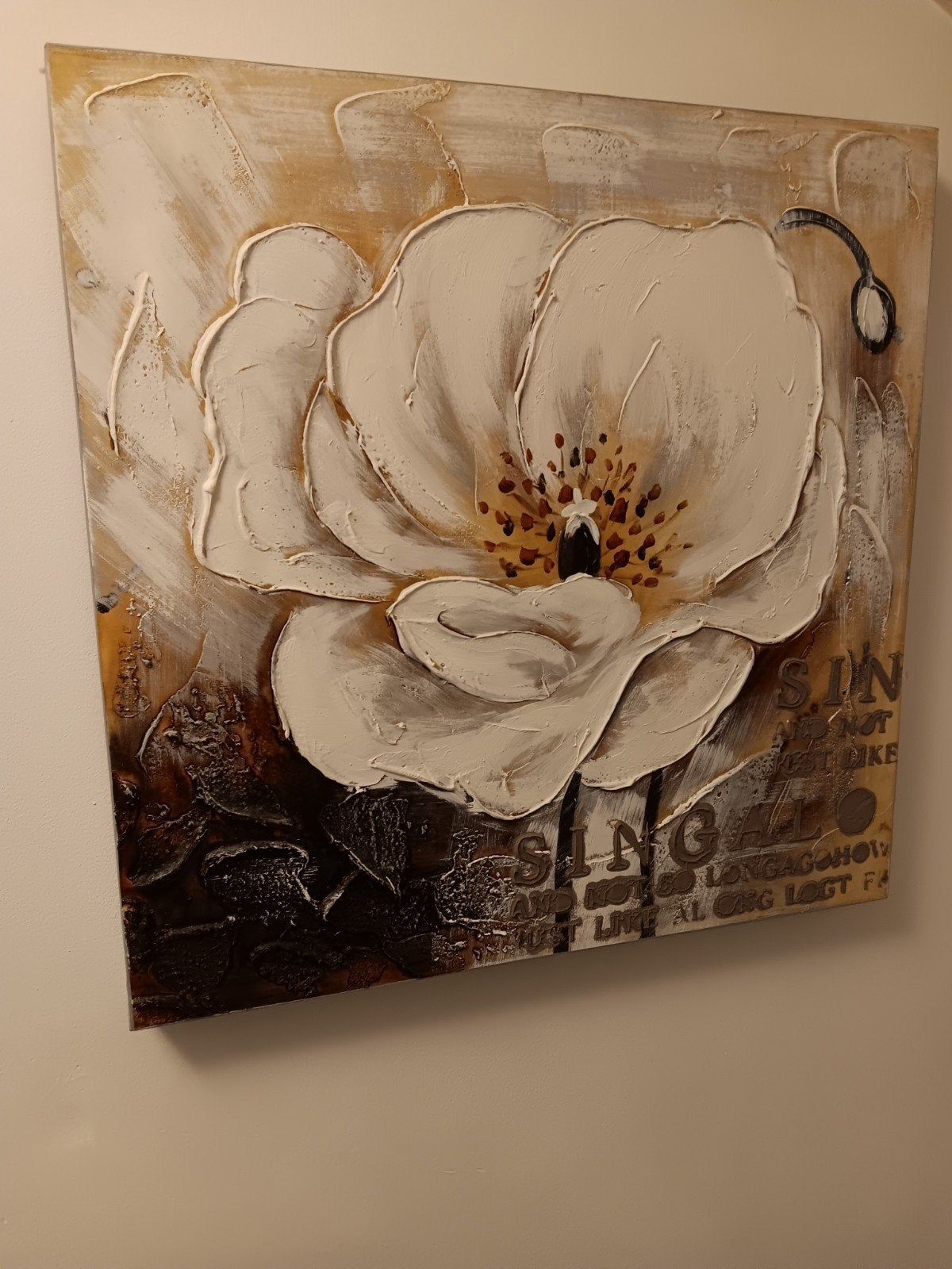 prachtig schilderij op linnen doek met olieverf 60x60cm, Ophalen of Verzenden