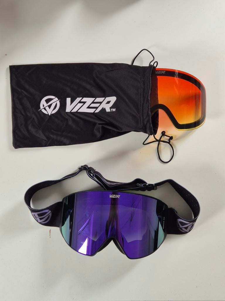 Vizer skibril met 2 viziers, magnetisch masker en opbergcase, Ophalen of Verzenden, Nieuw, Skiën, Overige typen