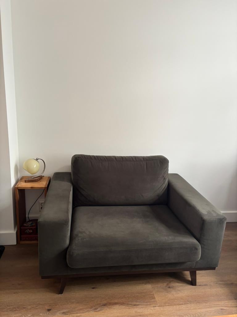 NOUS Living loveseat 2 zits donkergroen, Ophalen, 75 tot 100 cm, Zo goed als nieuw, 100 tot 125 cm
