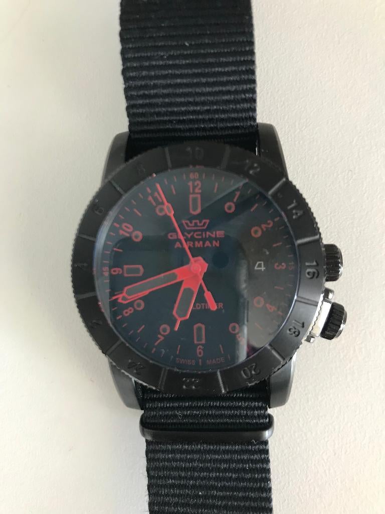 Glycine Airman, Sieraden, Tassen en Uiterlijk, Horloges | Heren, Overige merken, Staal, Polshorloge, Kunststof