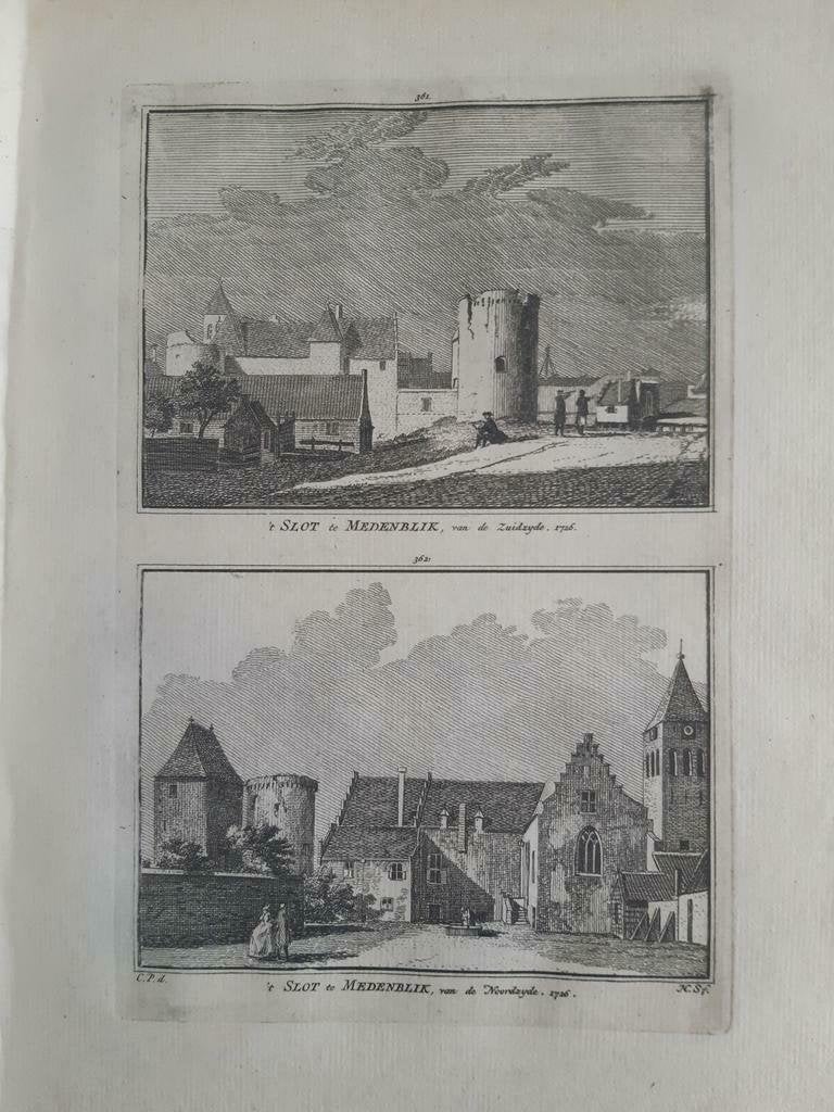 361-362*/ het Slot van Medemblik kopergravure uit 1752, Antiek en Kunst, Ophalen of Verzenden