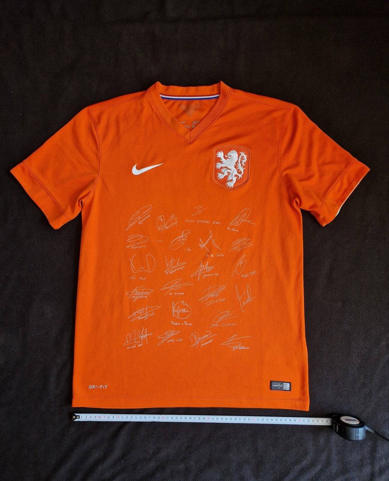 Oranje KNVB Nederlands elftal shirt 2014 met handtekeningen, Maat 48/50 (M), Nike, Oranje, Ophalen of Verzenden