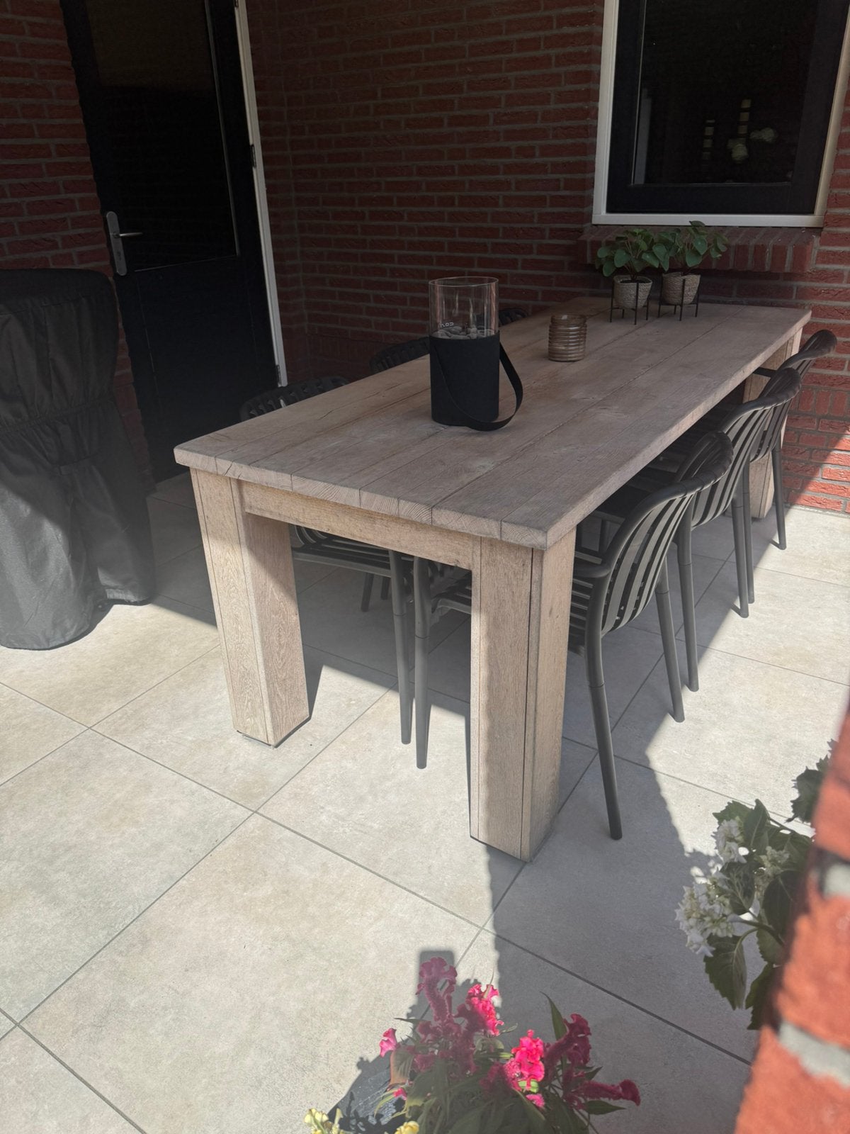 Tuintafel massief eiken, Ophalen, Gebruikt