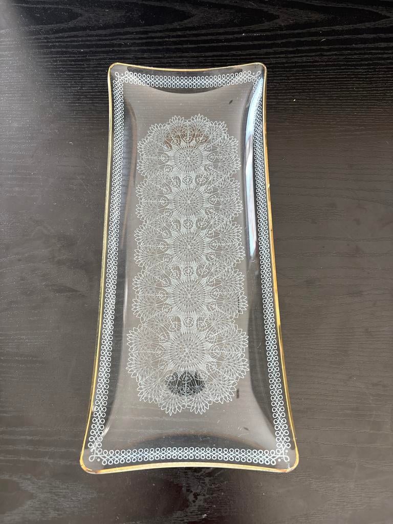 Vintage glazen cakeschaal, Ophalen of Verzenden