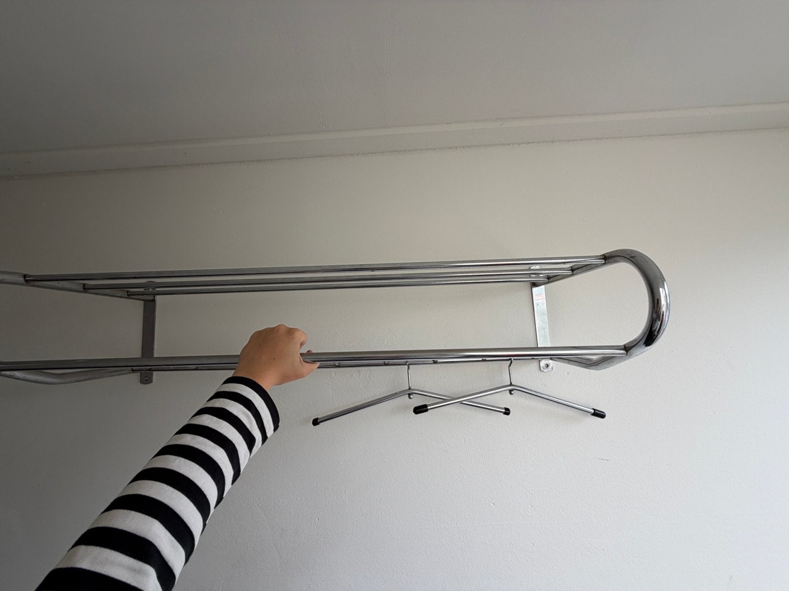 Metalen wandkapstok, hoedenplank, kledinghangers Gispen, Gebruikt, Minder dan 100 cm, Metaal, Ophalen