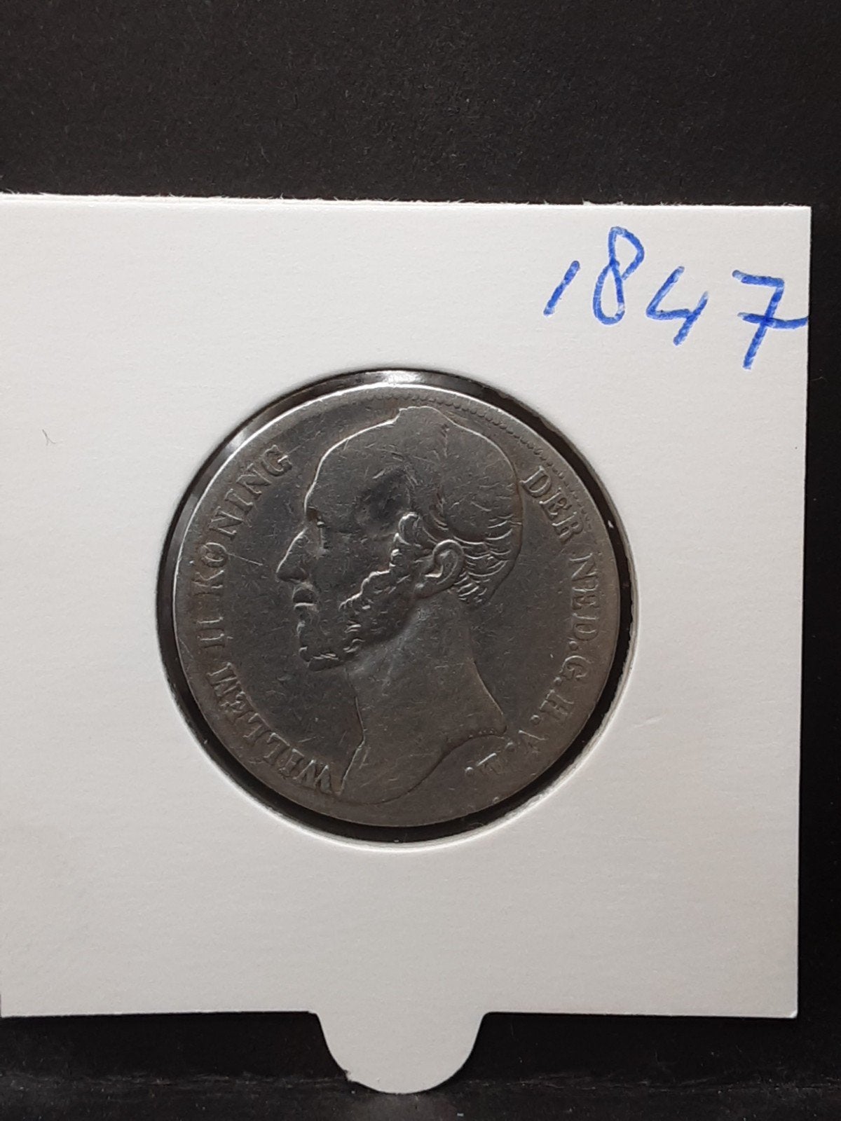 1 gulden 1847 koning Willem II, 1 gulden, Verzenden, Zilver, Losse munt