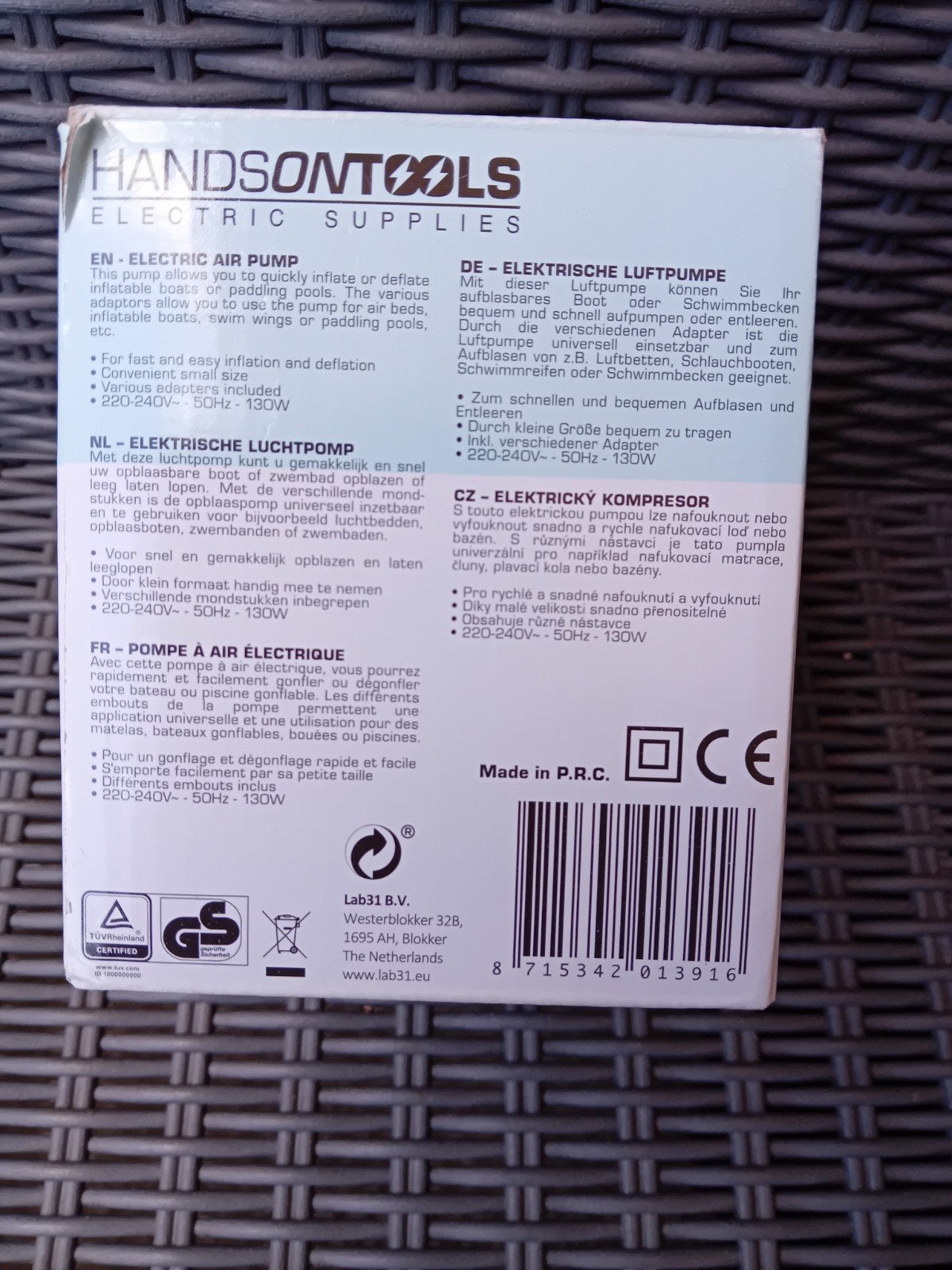 Handsontools Elektrische Luchtpomp - Snel Opblazen/Leeglopen, Ophalen of Verzenden, Nieuw