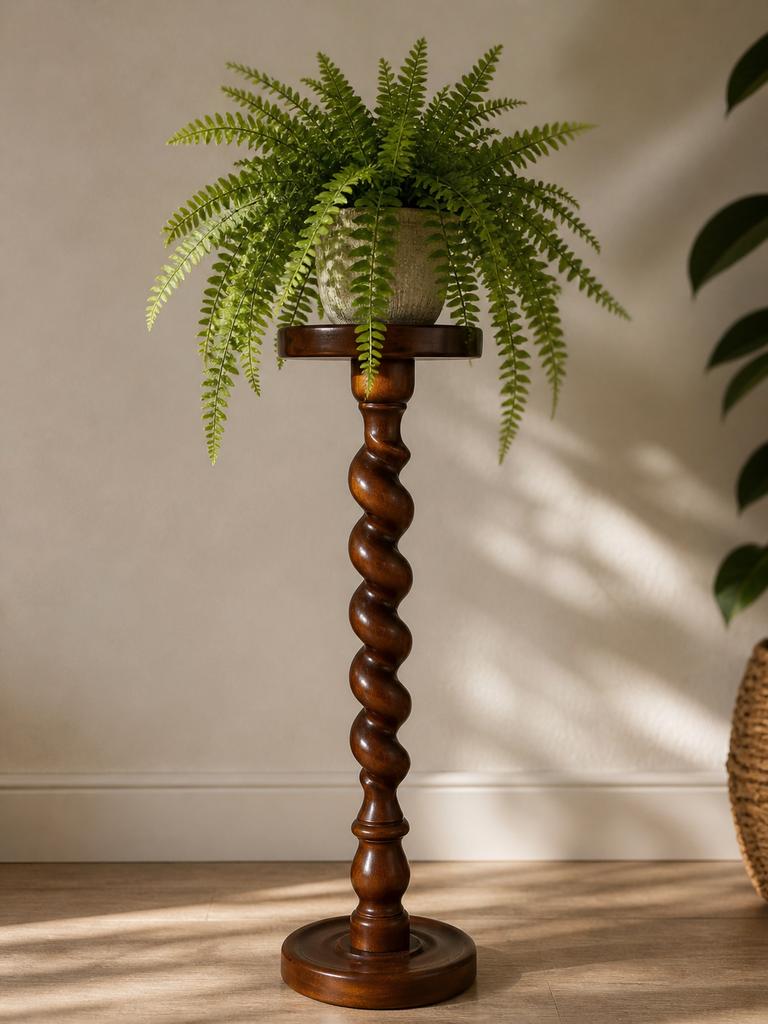 Vintage Barley twist sokkel  - massief hout, Ophalen of Verzenden, Zo goed als nieuw