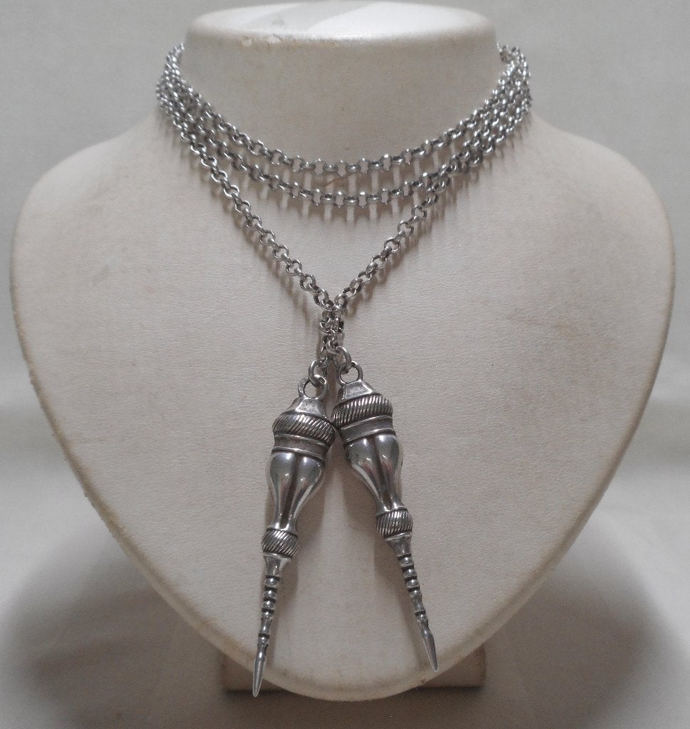 Zilveren jasseron ketting met breidoppen hooikaas nr.336, Met hanger, Verzenden, Zo goed als nieuw, Zilver