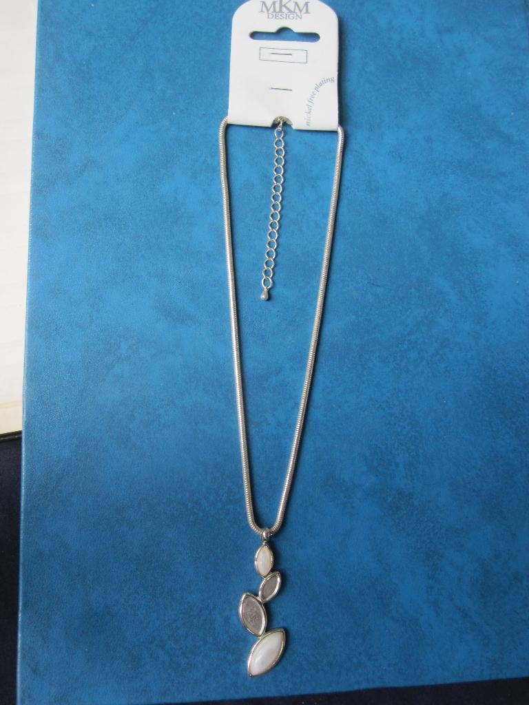 Zilverkleurige ketting met hanger in vorm van blaadjes (nieu, Sieraden, Tassen en Uiterlijk, Kettingen, Wit, Nieuw, Ophalen of Verzenden