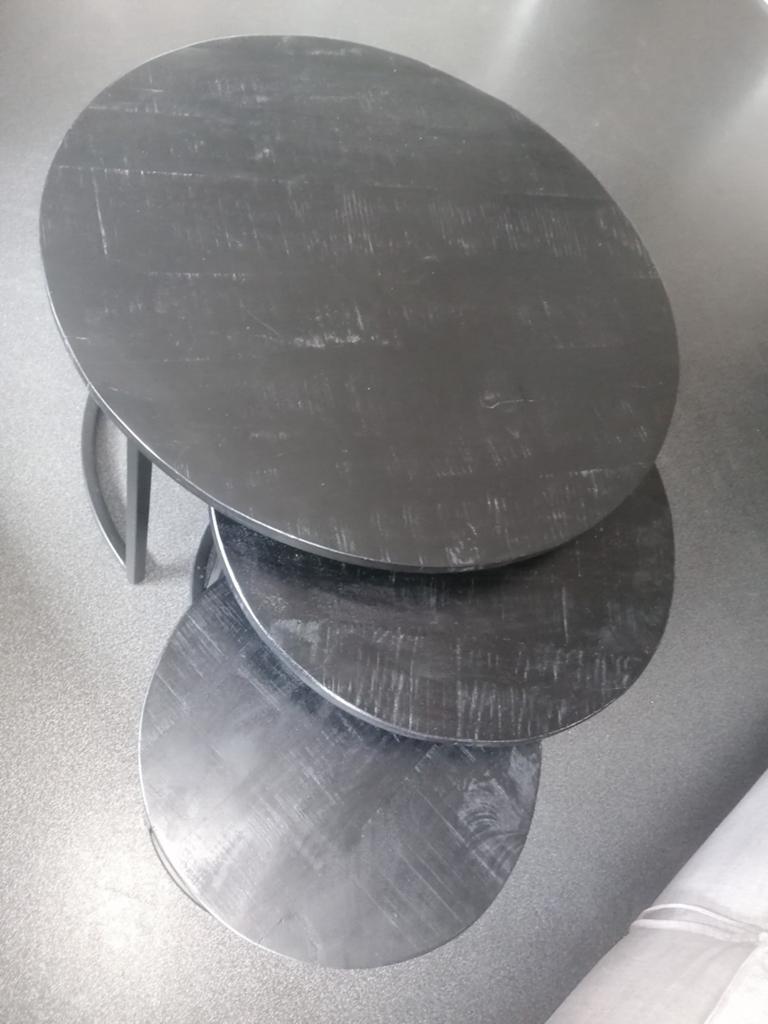 Set van 3 ronde salontafels mango hout, Gebruikt, 50 tot 100 cm, Modern, Industrieel, Rond
