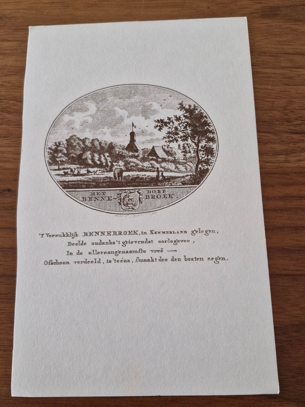 Oude Prent 'Het Dorp Bennebroek' - Voor 1940, Gebruikt, Ophalen of Verzenden, Gebouw, Voor 1940