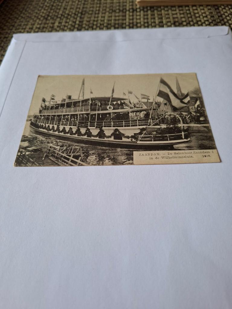 Zaanstad: Salonboot Zaandam 1 in Wilhelminasluis (1908), Ophalen of Verzenden, Voor 1920, Ongelopen, Noord-Holland