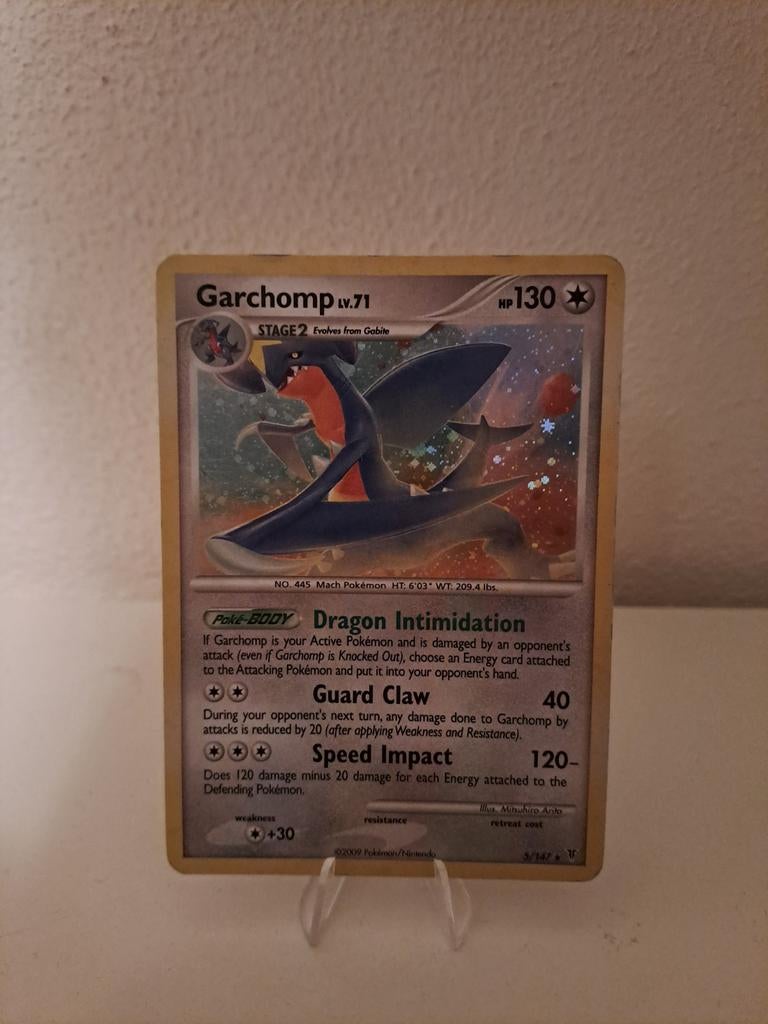 Hele mooie pokemon kaart Garchomp lv 71 holo!!, Ophalen of Verzenden, Gebruikt, Losse kaart, Foil