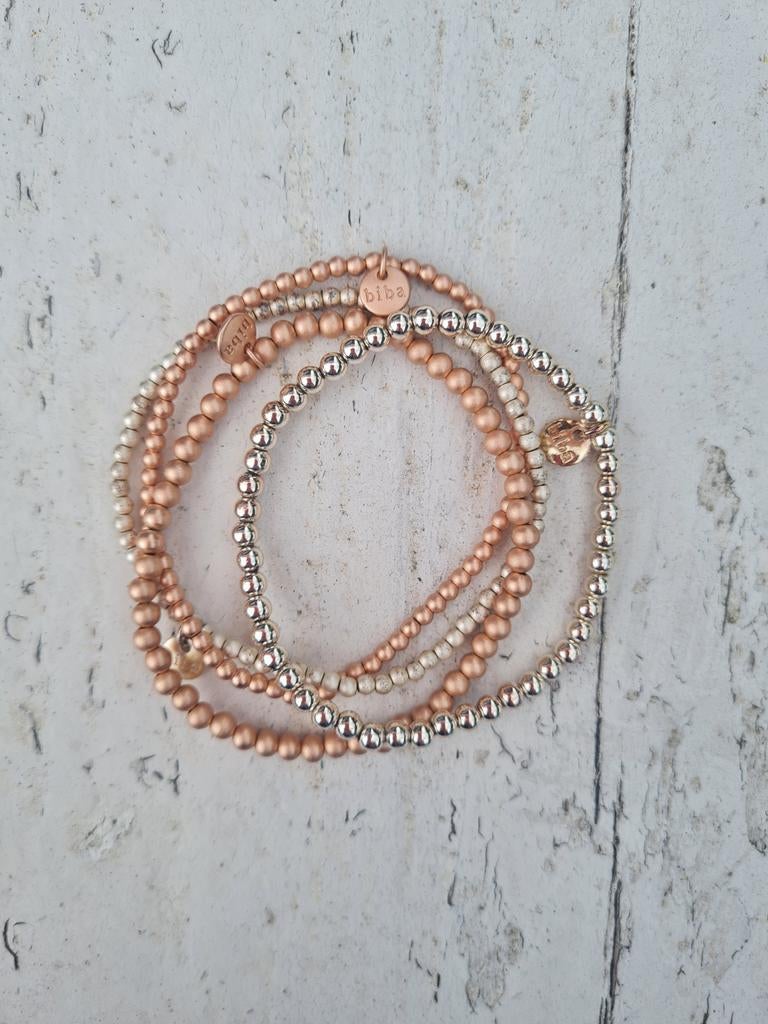 BIBA rosé staal kralenarmbandjes 3 euro pst nieuw, Staal, Nieuw, Ophalen of Verzenden, Roze