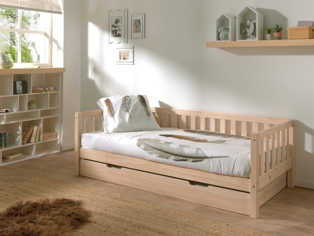 Fritz kajuitbed - 90x200 - Naturel whitewash, Niet ingevuld, Niet ingevuld, Niet ingevuld