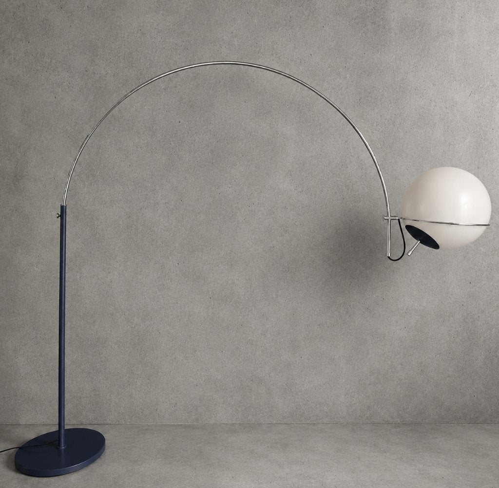 Vintage XL vloerlamp - Hala Zeist | blauw chrome - Jaren 70, Huis en Inrichting, Lampen | Vloerlampen, -, Vintage design space age mid century