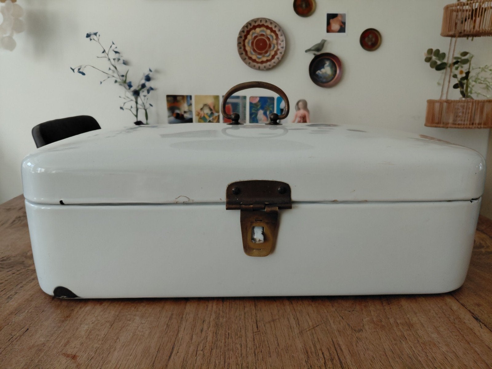 vintage emaille broodtrommel wit, Ophalen of Verzenden