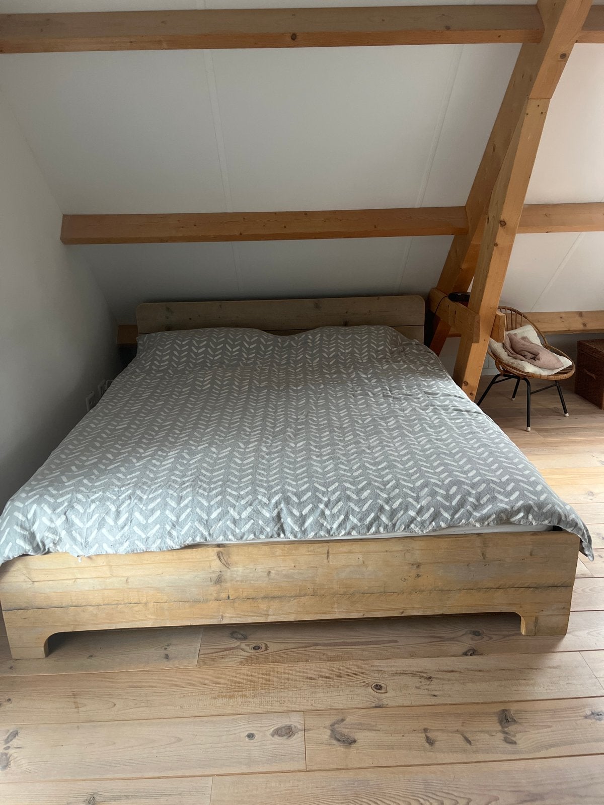 Steigerhouten Bedombouw 180x220 cm, Bruin, Steigerhout, Tweepersoons, Ophalen of Verzenden