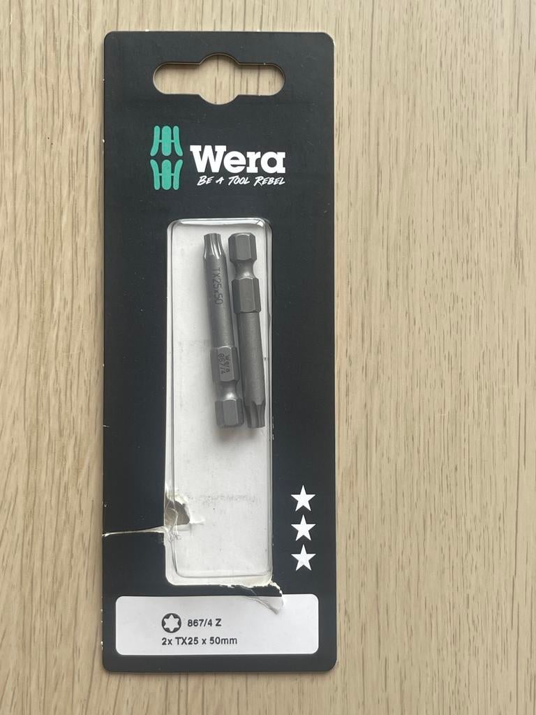 Wera TX25 Schroefbits - 2 stuks, 50mm, Doe-het-zelf en Verbouw, Gereedschap | Handgereedschap, Ophalen of Verzenden, Nieuw