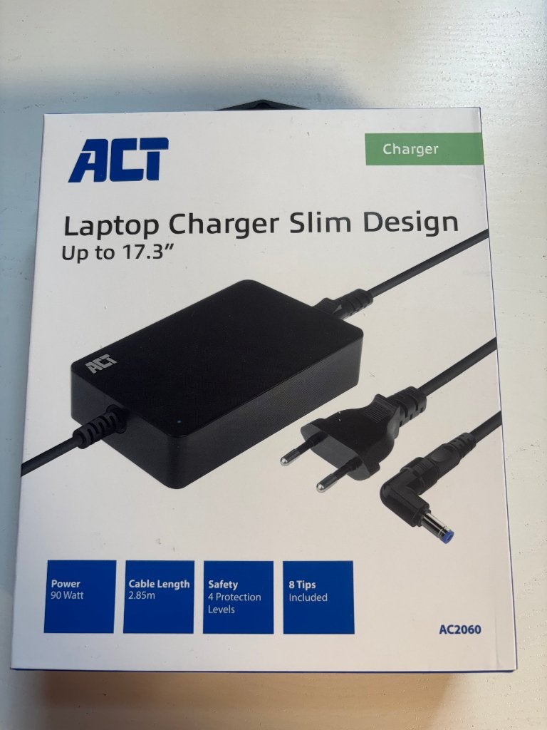 Universele Laptop Oplader ACT 90W (8 plugs!) - Nieuw in doos, Ophalen of Verzenden, Nieuw, ACT