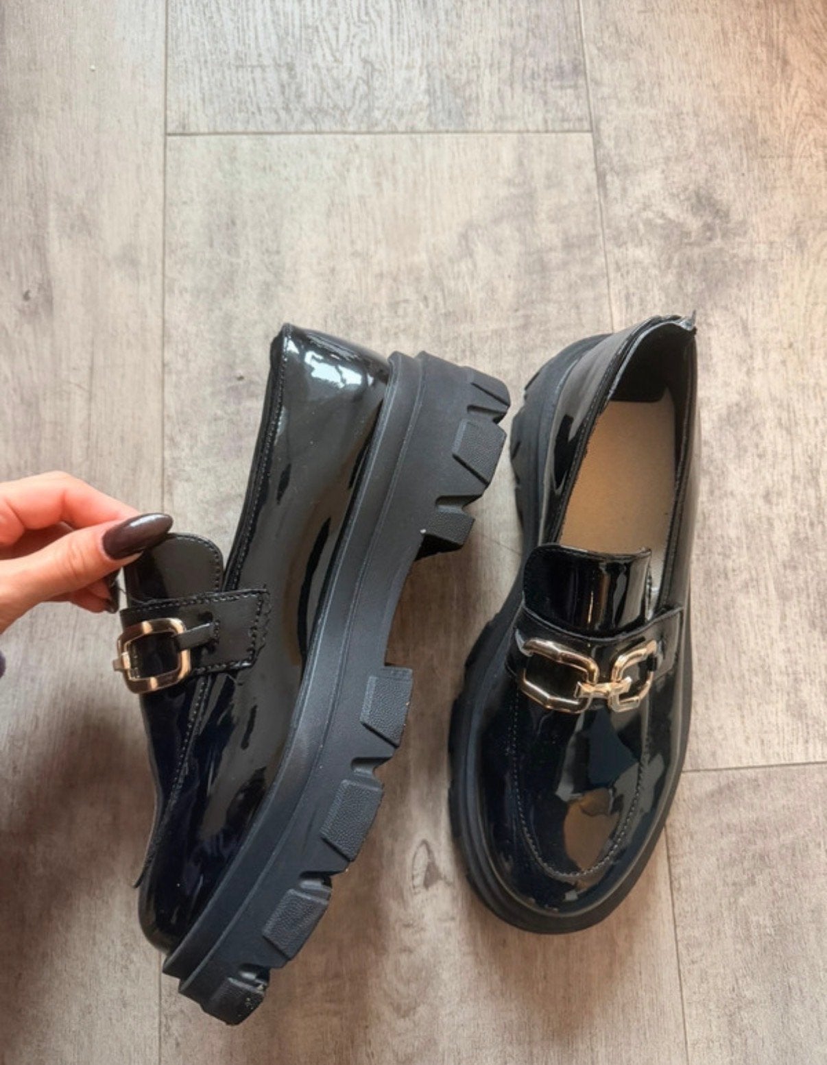 Zwarte platform loafers - Maat 42 (valt als 40), Ophalen of Verzenden, Gedragen, Instappers, Zwart