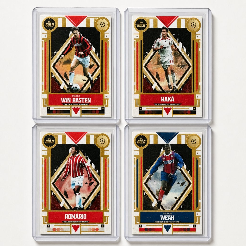 GOLDEN BOOT WINNERS – 4-CARD LEGEND SET, Verzamelen, Sportartikelen en Voetbal, Ophalen of Verzenden, Nieuw, Buitenlandse clubs