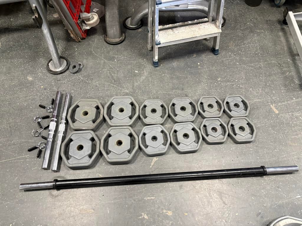 Verstelbare dumbbells gewichten en halter stang, Ophalen, Gebruikt, Verstelbare dumbbells, Stang