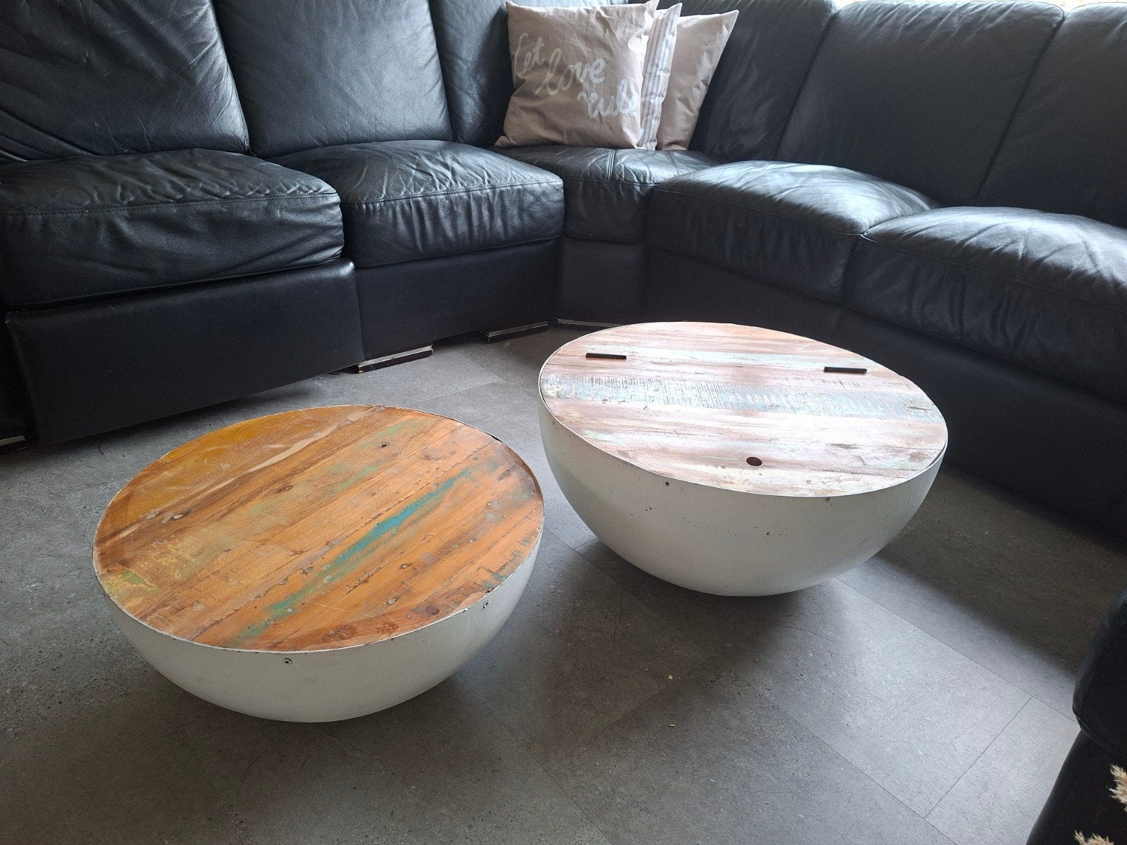 2 salontafels met opbergruimte (rond), Ophalen, 50 tot 100 cm, Rond, 50 tot 100 cm