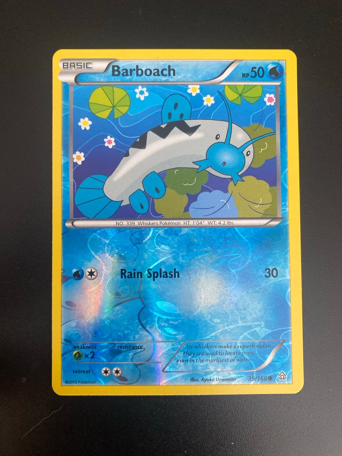 Barboach 39/160 Rev. Holo XY Primal Clash (2015) NM!, Ophalen of Verzenden, Zo goed als nieuw, Losse kaart, Foil
