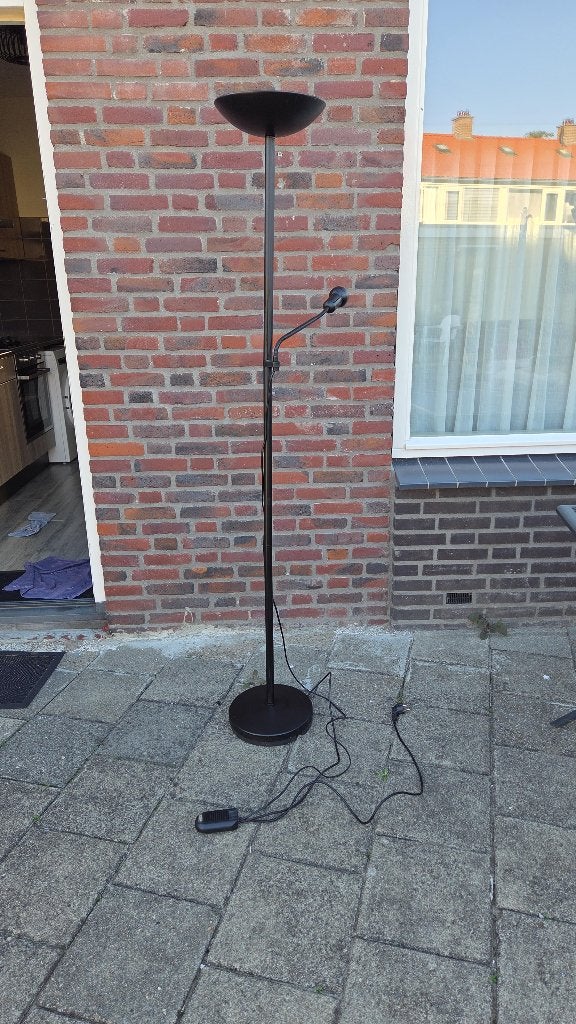 Zwarte Kaoyi Vloerlamp met Leeslamp - Dimbaar, Huis en Inrichting, Ophalen, Gebruikt, Metaal, 150 tot 200 cm