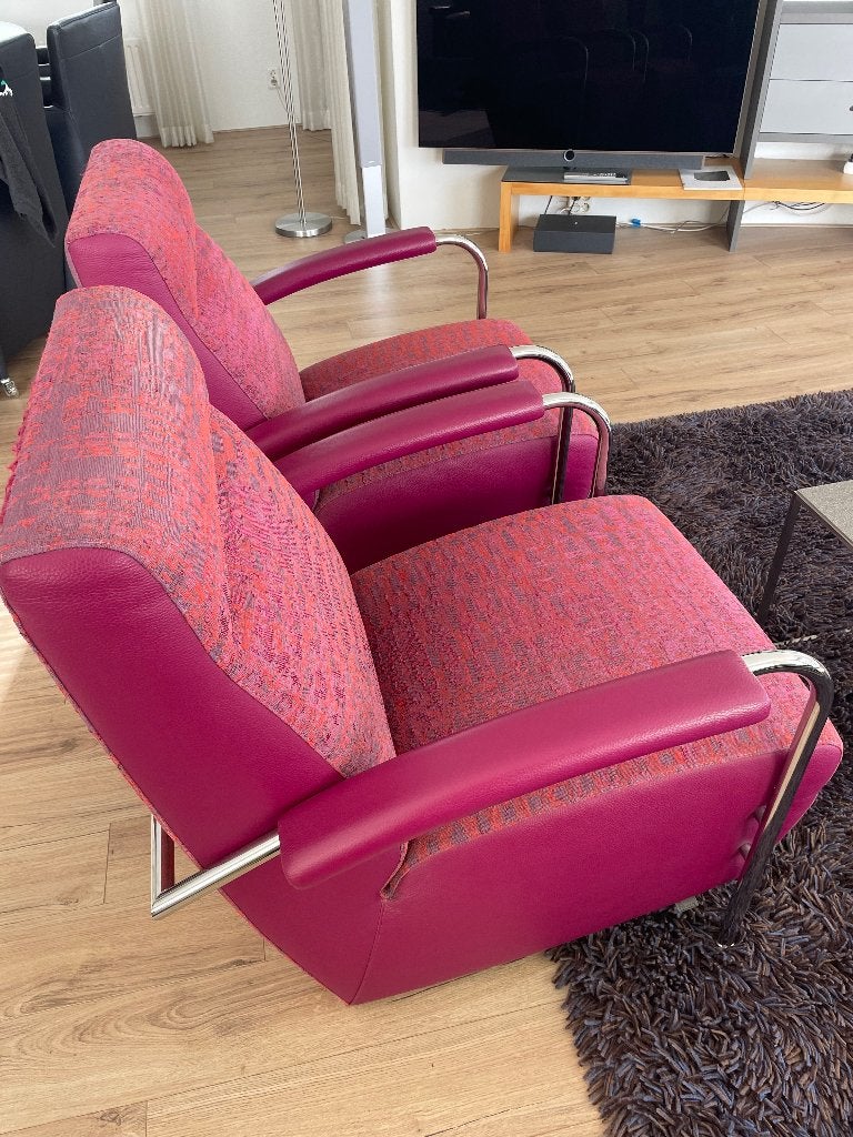 Twee Leolux Skylla designstoelen, Ophalen, Gebruikt, 75 tot 100 cm, Design fauteuils